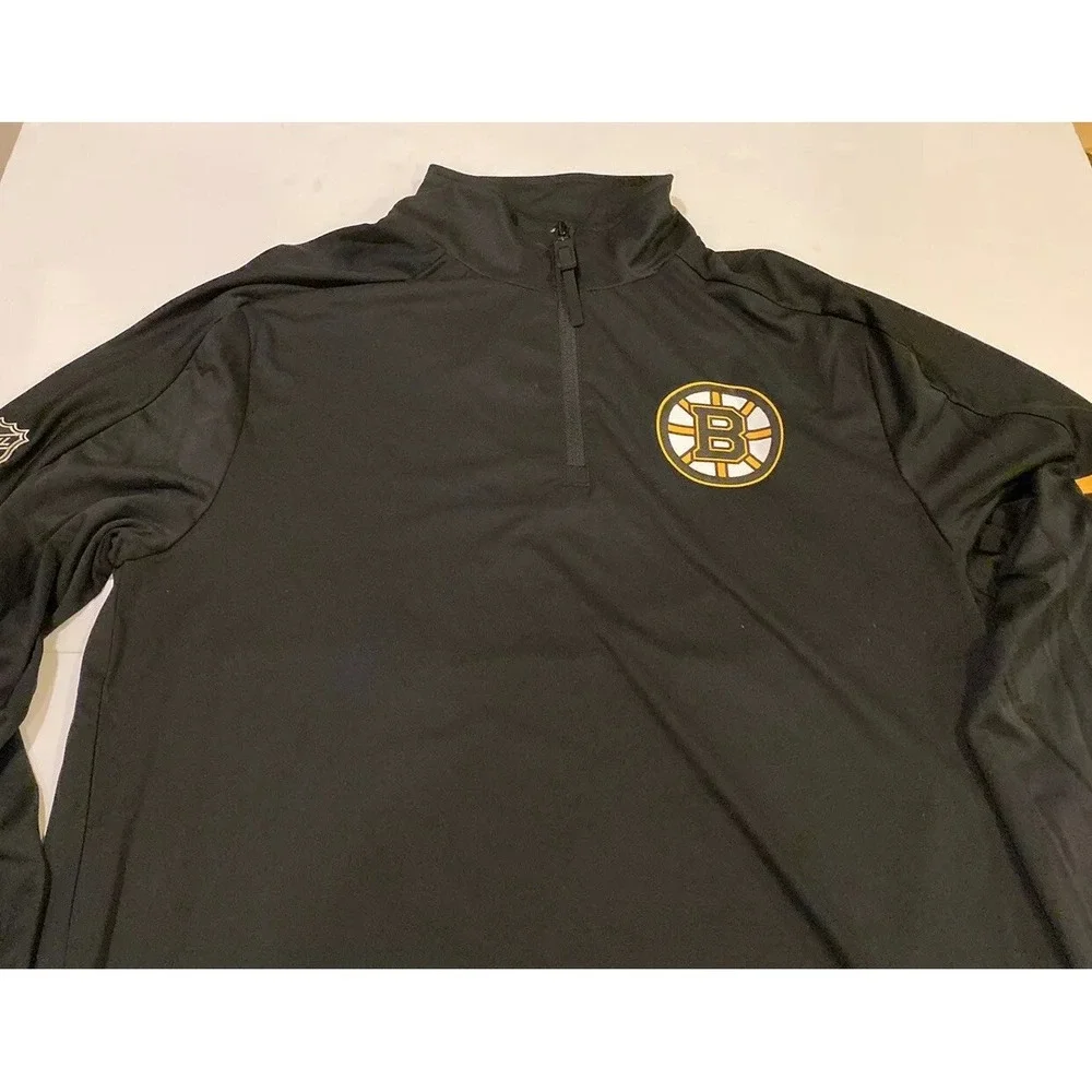 Adidas Sz‎ S Small NHL Boston Bruins 1/4 Zip Long sleeve training jacket Men's